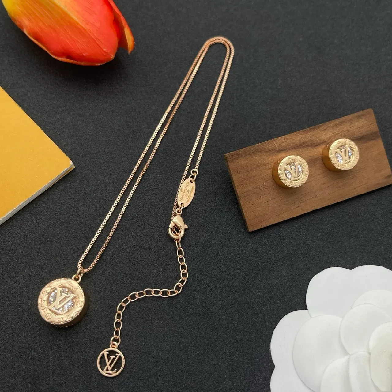 Louis Vuitton Monogram Medallion Gold-Tone Circular Pendant Necklace 5