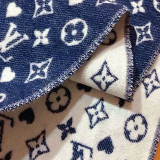 Louis Vuitton Monogram Navy Beige cachecol duplo