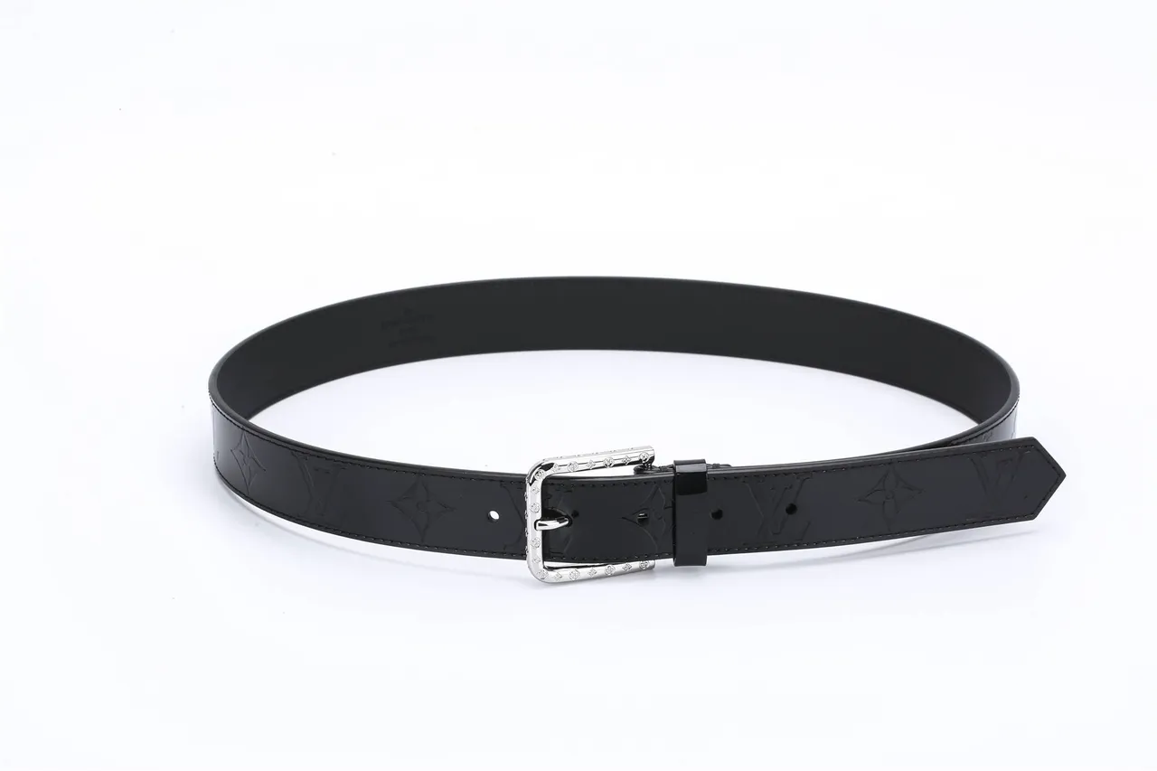 Louis Vuitton Monogram Patent Black Silver Leather Belt 7