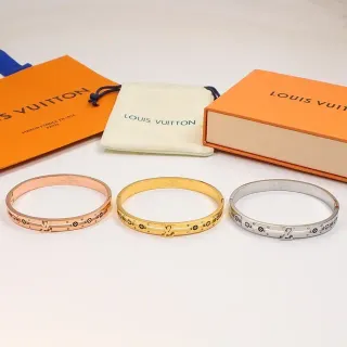 Louis Vuitton Monogram Star Bangle Gold Silver Hinged Bracelet