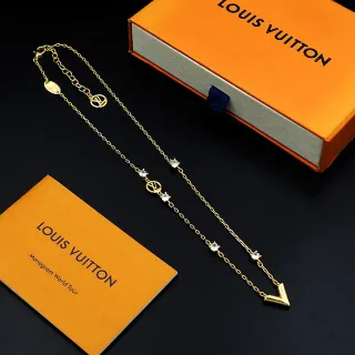 Louis Vuitton Monogram World Tour গোল্ড-টোন ক্রিস্টাল নেকলেস