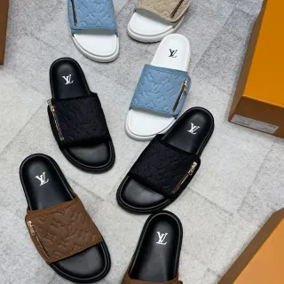 Louis Vuitton Monogram Correa con Cremallera Zapatillas Deslizantes