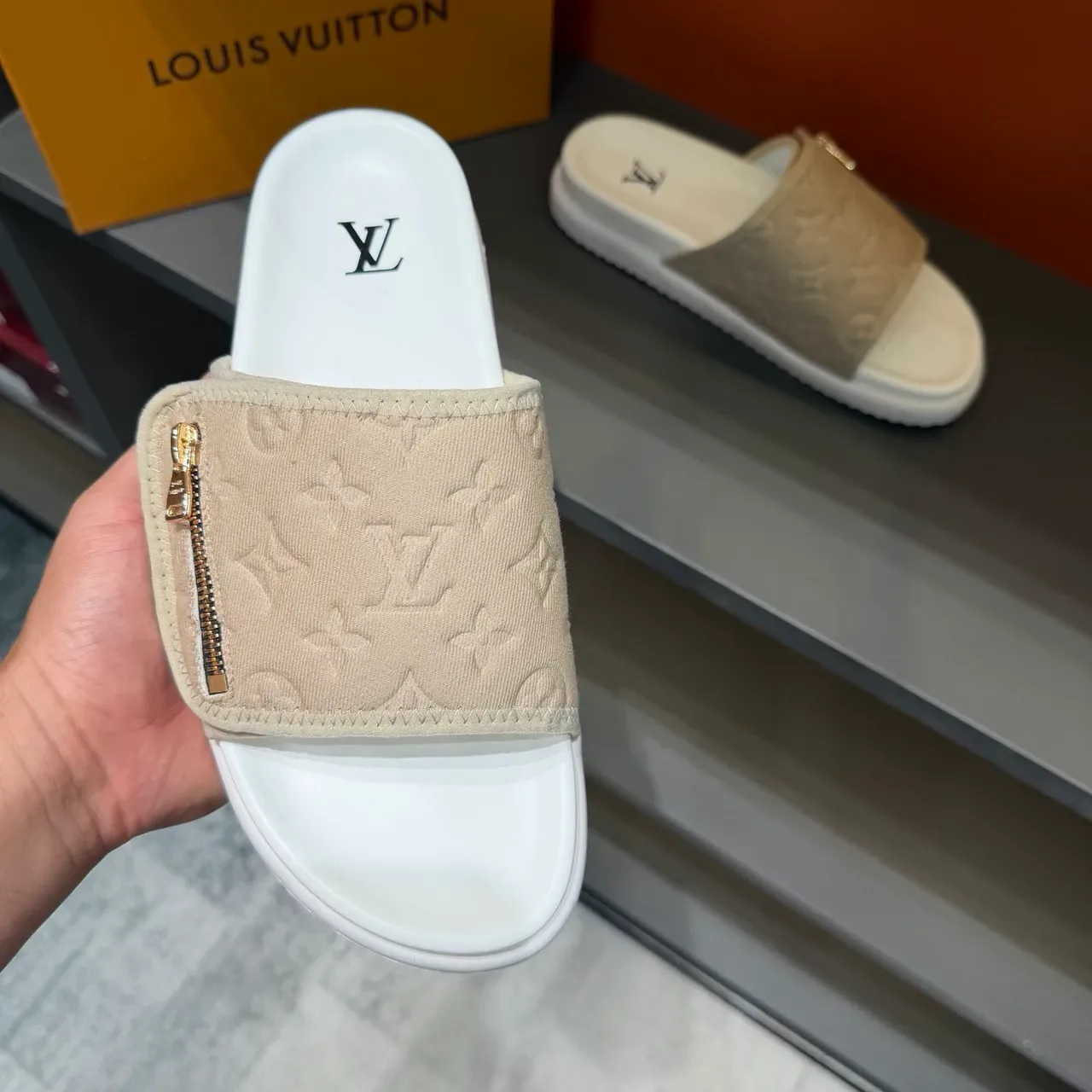 Louis Vuitton Monogram Zipper Strap Slide Slippers 5
