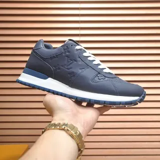 Louis Vuitton Navy White Embossed Monogram Leather Layered Midsole Zapatillas Lifestyle