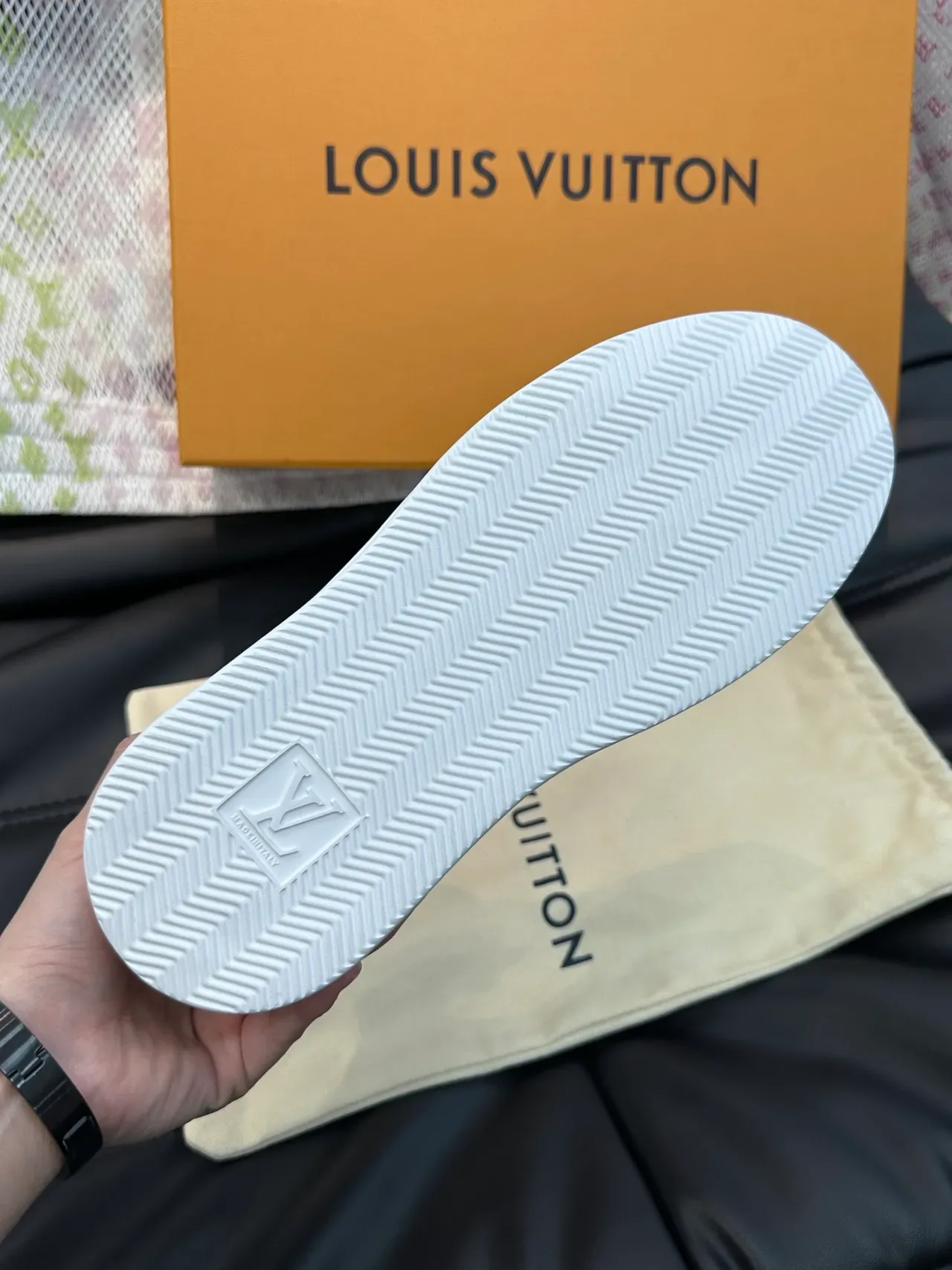 Louis Vuitton Navy White Monogram-Print Upper Leather Overlays Lifestyle Sneakers 2