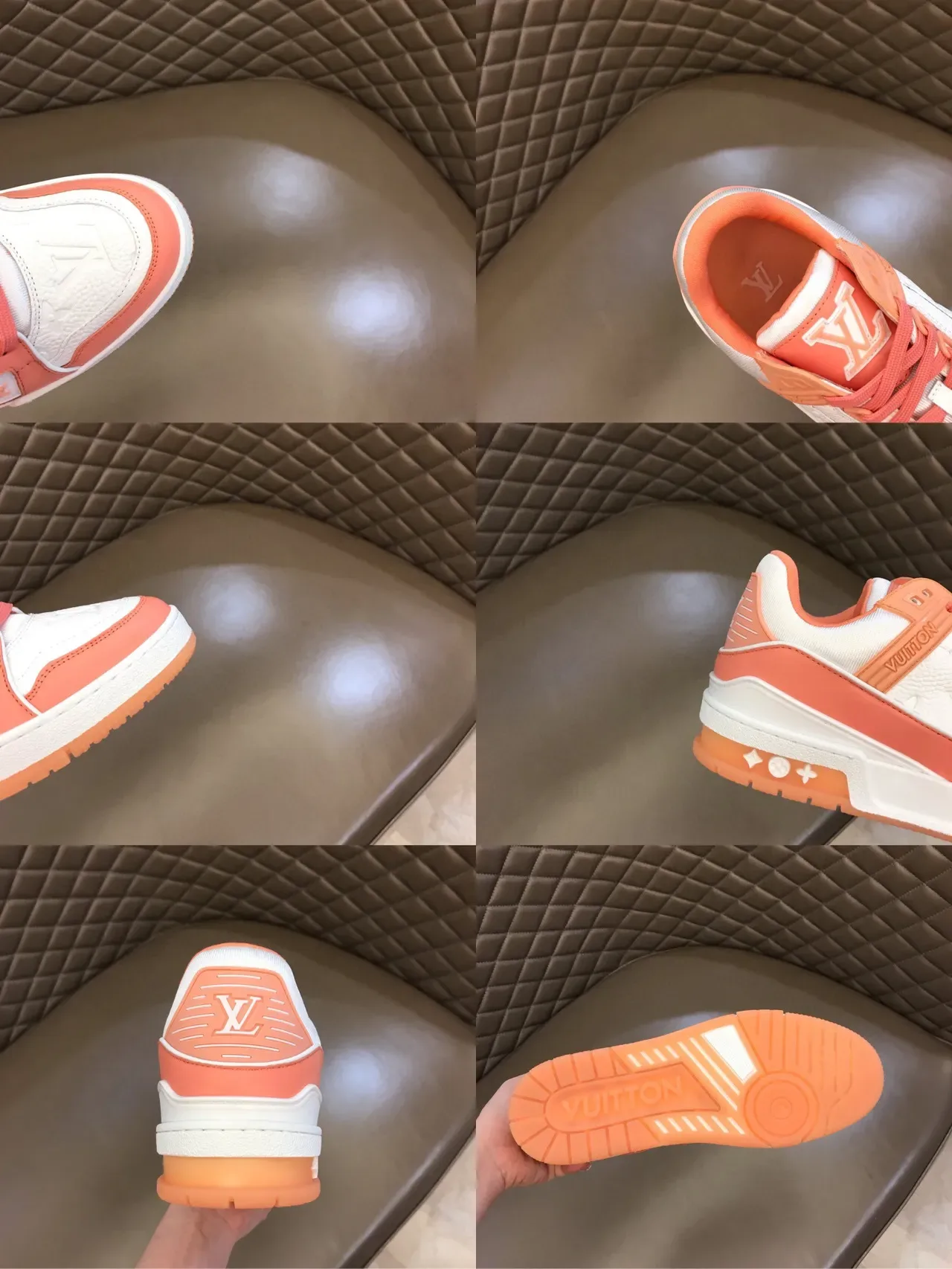 Sneakers Lifestyle Louis Vuitton Orange Blanc Tige Multi-Matériaux Stratifiés Monogramme Emboss 2