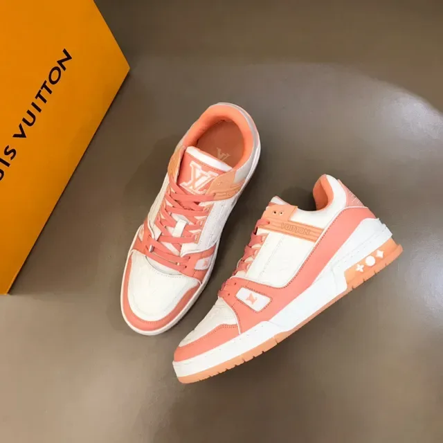 Sneakers Lifestyle Louis Vuitton Orange Blanc Tige Multi-Matériaux Stratifiés Monogramme Emboss 8