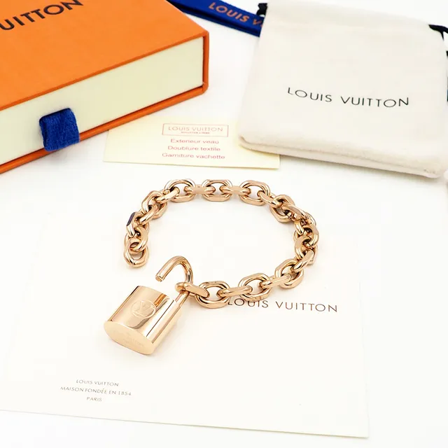 Louis Vuitton Padlock Bracelet ذهب وردي ذهب أصفر فضة أساور معدنية 2