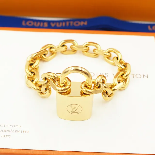 Louis Vuitton Padlock Bracelet ذهب وردي ذهب أصفر فضة أساور معدنية 3