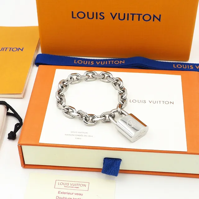 Louis Vuitton Padlock Bracelet ذهب وردي ذهب أصفر فضة أساور معدنية 4