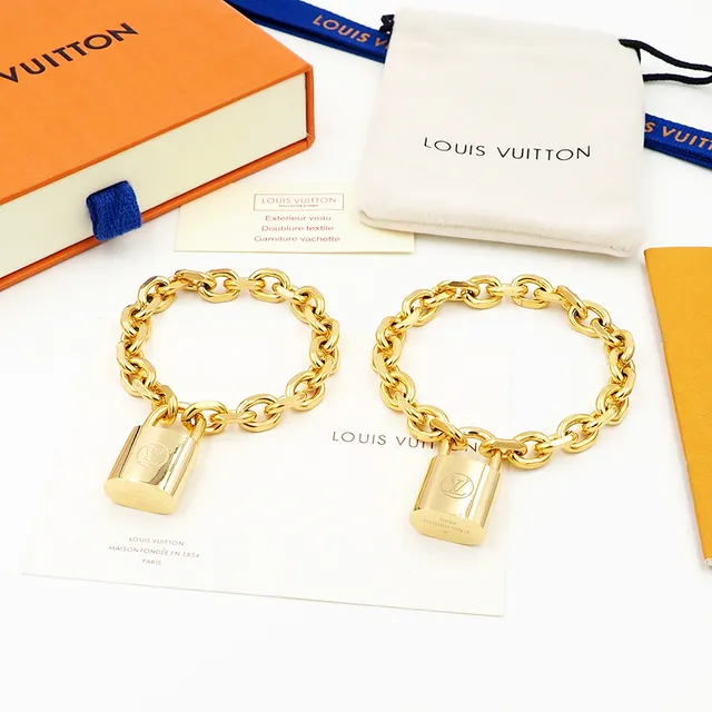 Louis Vuitton Padlock Bracelet ذهب وردي ذهب أصفر فضة أساور معدنية 5