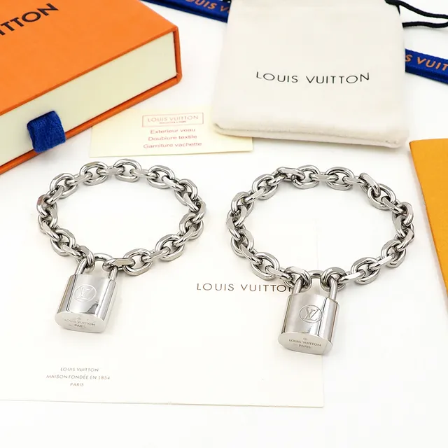 Louis Vuitton Padlock Bracelet ذهب وردي ذهب أصفر فضة أساور معدنية 7