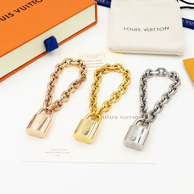 Louis Vuitton Padlock Bracelet ذهب وردي ذهب أصفر فضة أساور معدنية 8