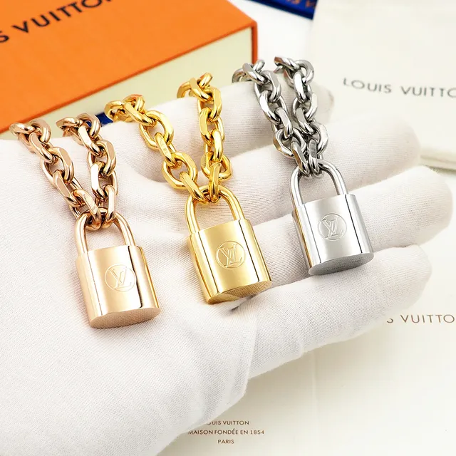 Louis Vuitton Padlock Bracelet ذهب وردي ذهب أصفر فضة أساور معدنية 9