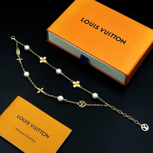 Louis Vuitton Pearl and Monogram Charm Gold-Tone Bracelet 2