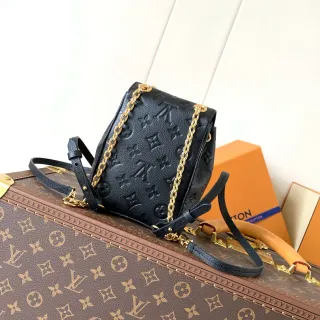 Louis Vuitton Petit Sac Plat Bolsa Cruzada Preta Monograma Empreinte Corrente