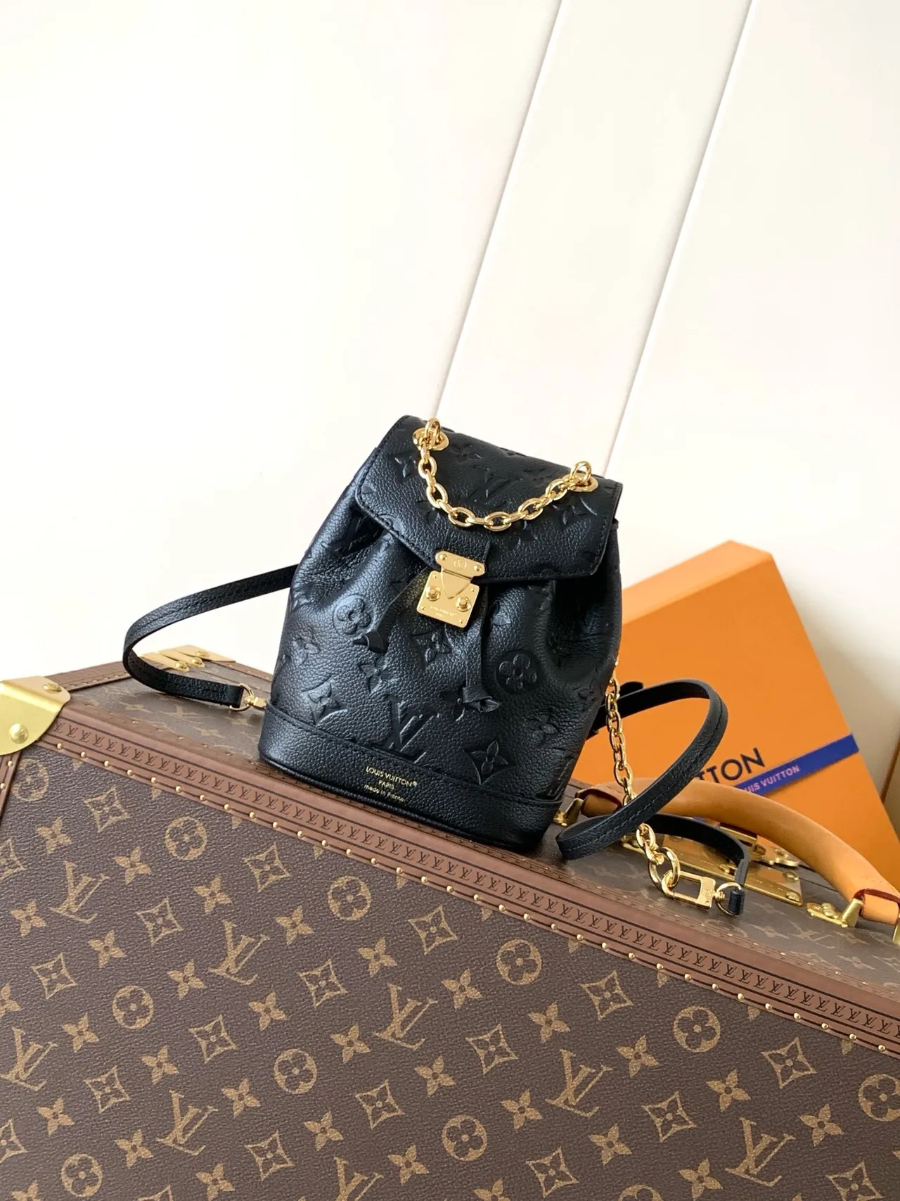 Louis Vuitton Petit Sac Plat Black Monogram Empreinte Chain Crossbody Bag 8