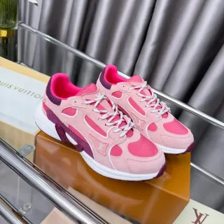 Louis Vuitton Pink Purple Layered Multi-Panel Upper Sculpted White Midsole Chunky Sneakers
