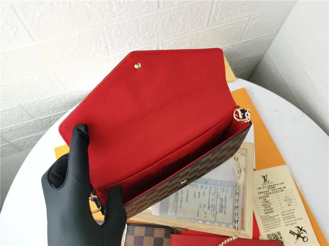 Louis Vuitton Pochette Accessoires भूरा लाल एन्वेलप-फ्लैप मोनोग्राम प्रिंट लंबा वॉलेट 3