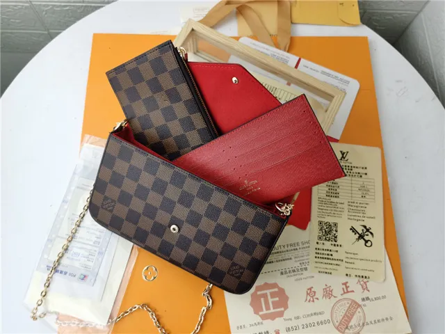 Louis Vuitton Pochette Accessoires भूरा लाल एन्वेलप-फ्लैप मोनोग्राम प्रिंट लंबा वॉलेट 4