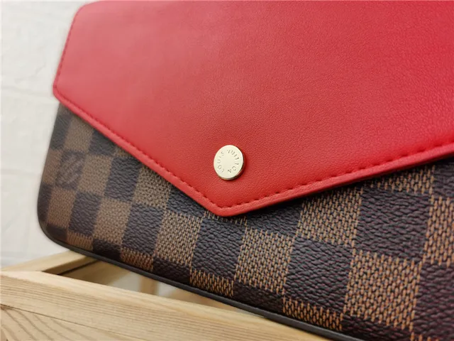 Louis Vuitton Pochette Accessoires भूरा लाल एन्वेलप-फ्लैप मोनोग्राम प्रिंट लंबा वॉलेट 5