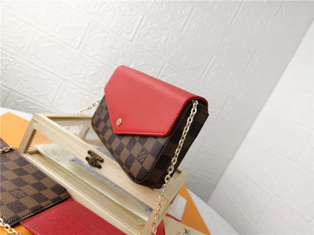 Louis Vuitton Pochette Accessoires भूरा लाल एन्वेलप-फ्लैप मोनोग्राम प्रिंट लंबा वॉलेट 8