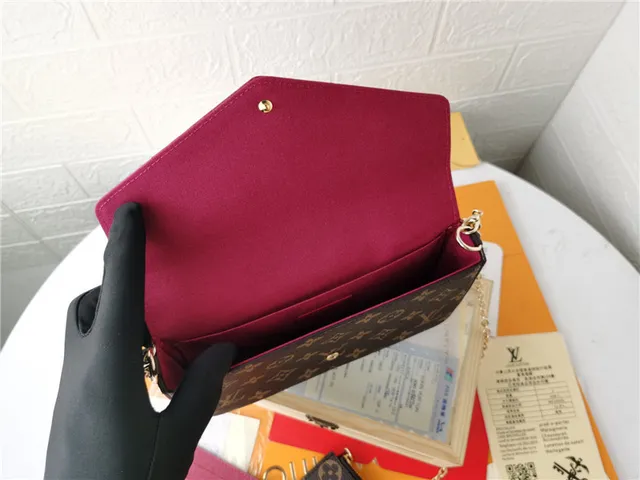 Louis Vuitton Pochette Accessoires भूरा लाल एन्वेलप-फ्लैप मोनोग्राम प्रिंट लंबा वॉलेट 19