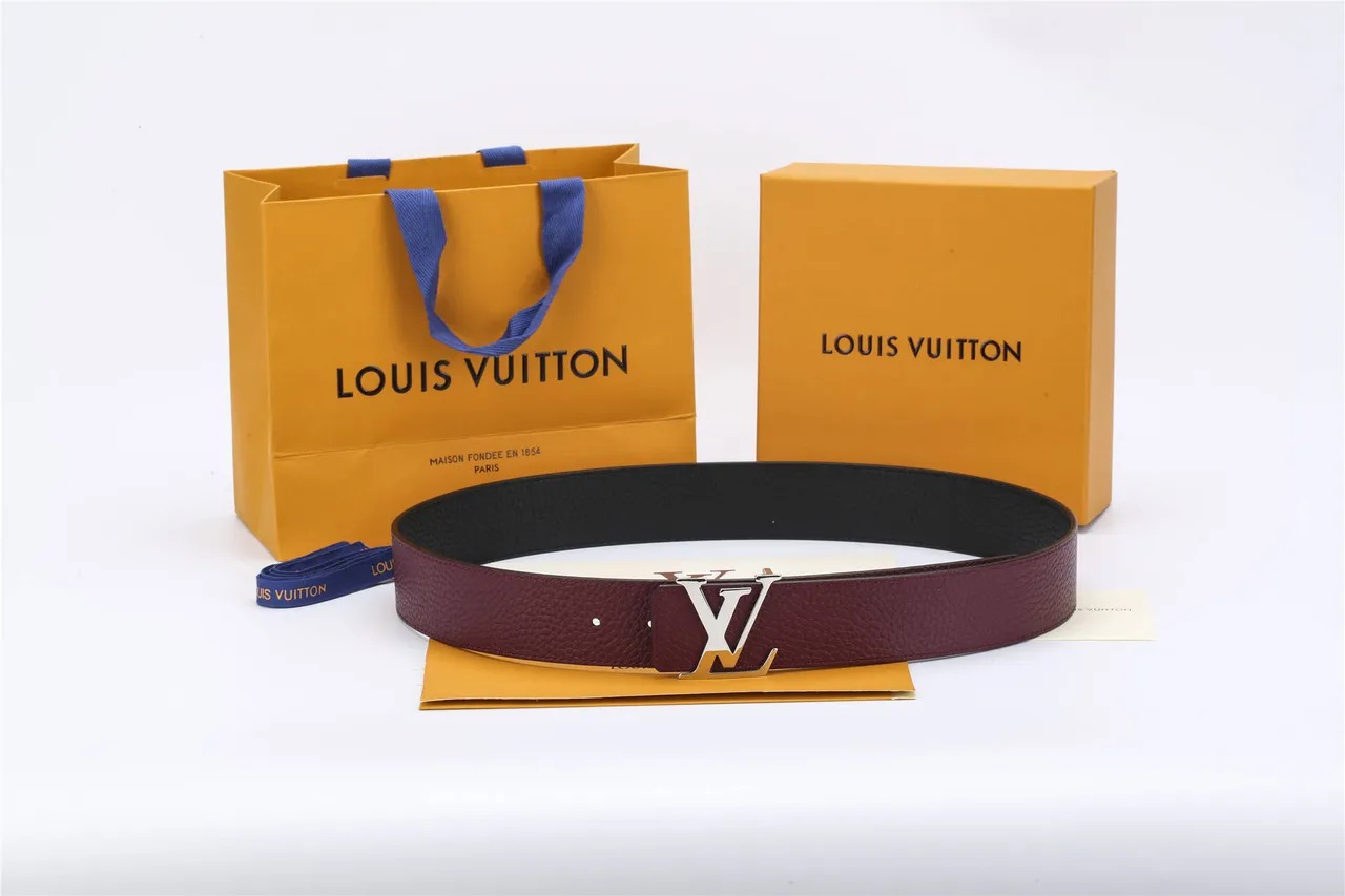 Louis Vuitton Reversible Belt Burgundy Black Textured Pebbled Leather Belt 2