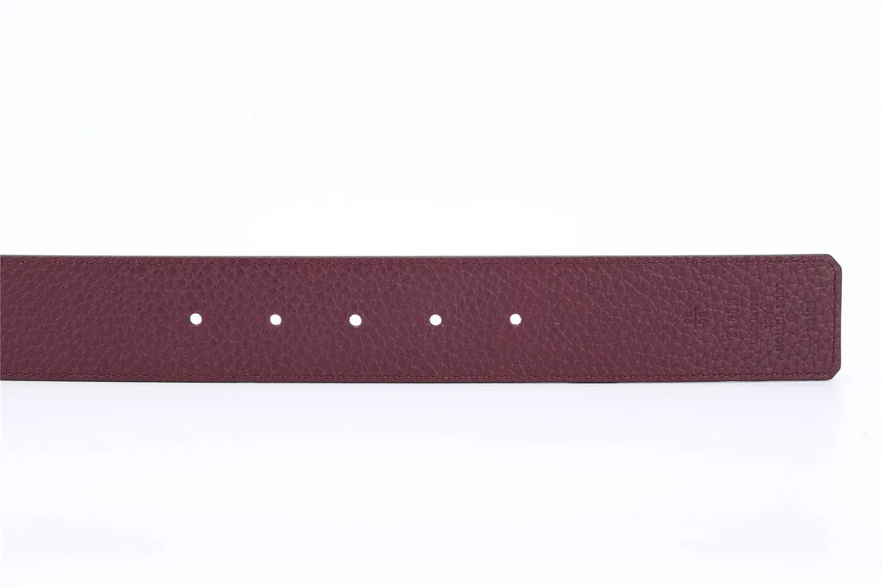 Louis Vuitton Reversible Belt Burgundy Black Textured Pebbled Leather Belt 4