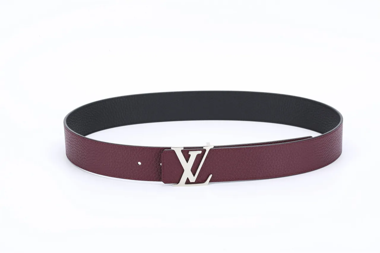 Louis Vuitton Reversible Belt Burgundy Black Textured Pebbled Leather Belt 8