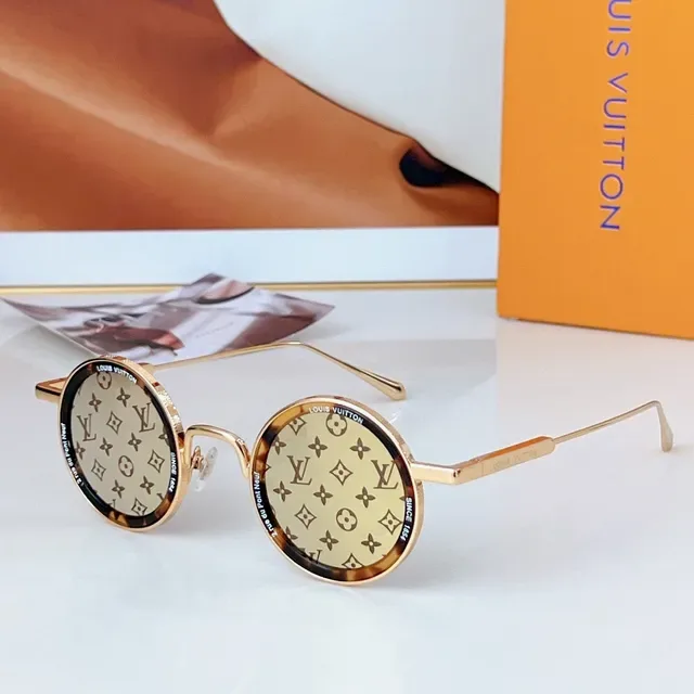 Louis Vuitton Óculos de Sol Redondos de Metal Gradiente Roxo 4