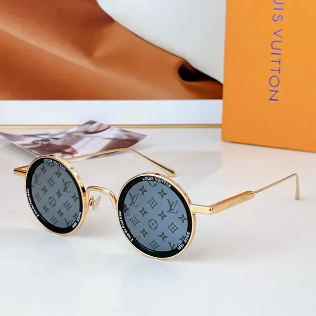 Louis Vuitton Óculos de Sol Redondos de Metal Gradiente Roxo 6