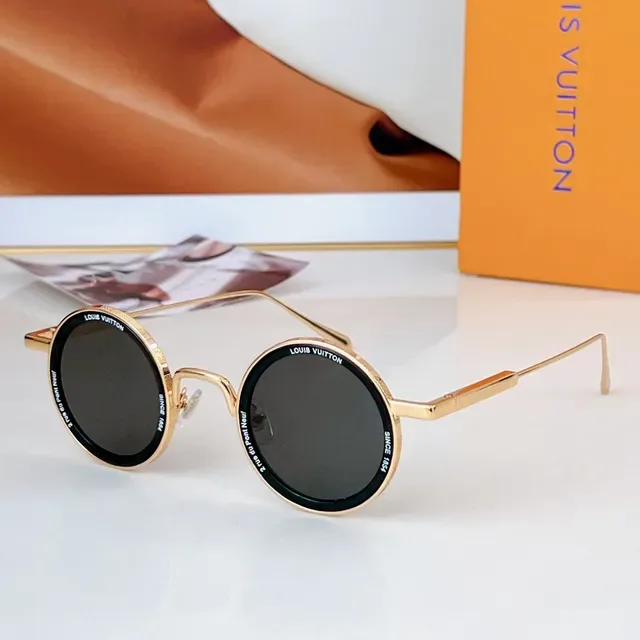 Louis Vuitton Óculos de Sol Redondos de Metal Gradiente Roxo 7