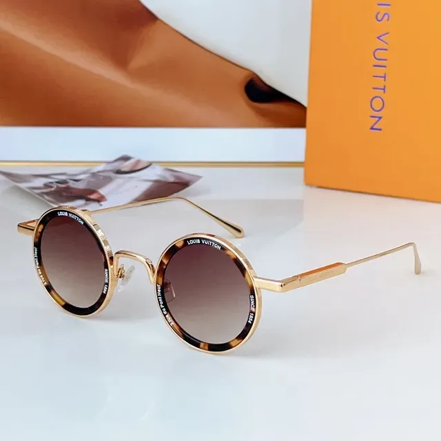 Louis Vuitton Óculos de Sol Redondos de Metal Gradiente Roxo 9