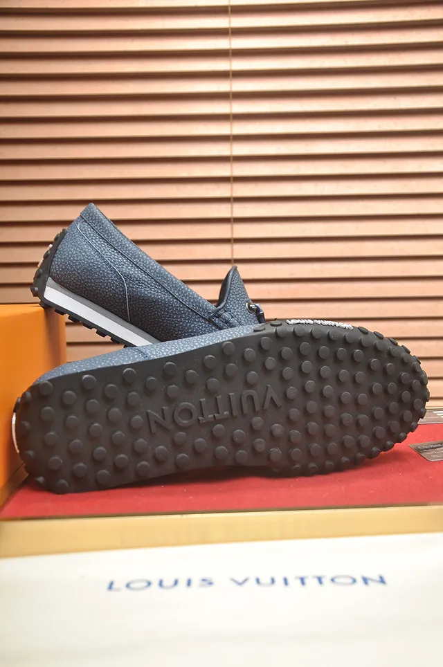 Louis Vuitton Run Away Blue Gray Textured Loafers 3