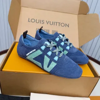 Louis Vuitton Run Away Navy e Mint Green Camurça Tênis Lifestyle