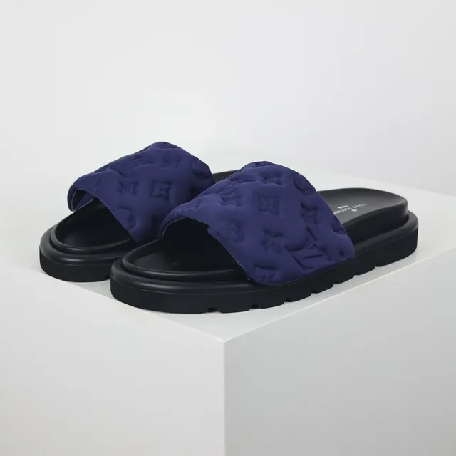 Louis Vuitton Run Away أزرق بحري مونوغرام مطبوع زبلات منزلية 2