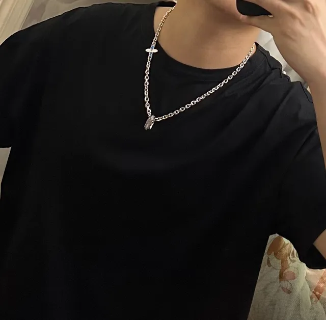 Louis Vuitton Chaîne Curb Bleu Argent Pendentif Papillon Émaillé Collier 2