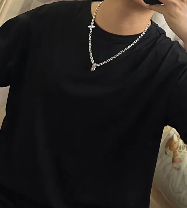 Louis Vuitton Chaîne Curb Bleu Argent Pendentif Papillon Émaillé Collier 4