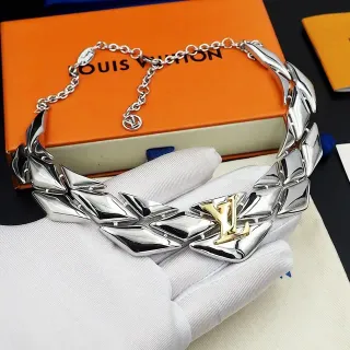 Louis Vuitton Prata Dourado Estrutura Articulada de Folhas Enlazadas Silhueta Rígida Colar Choker