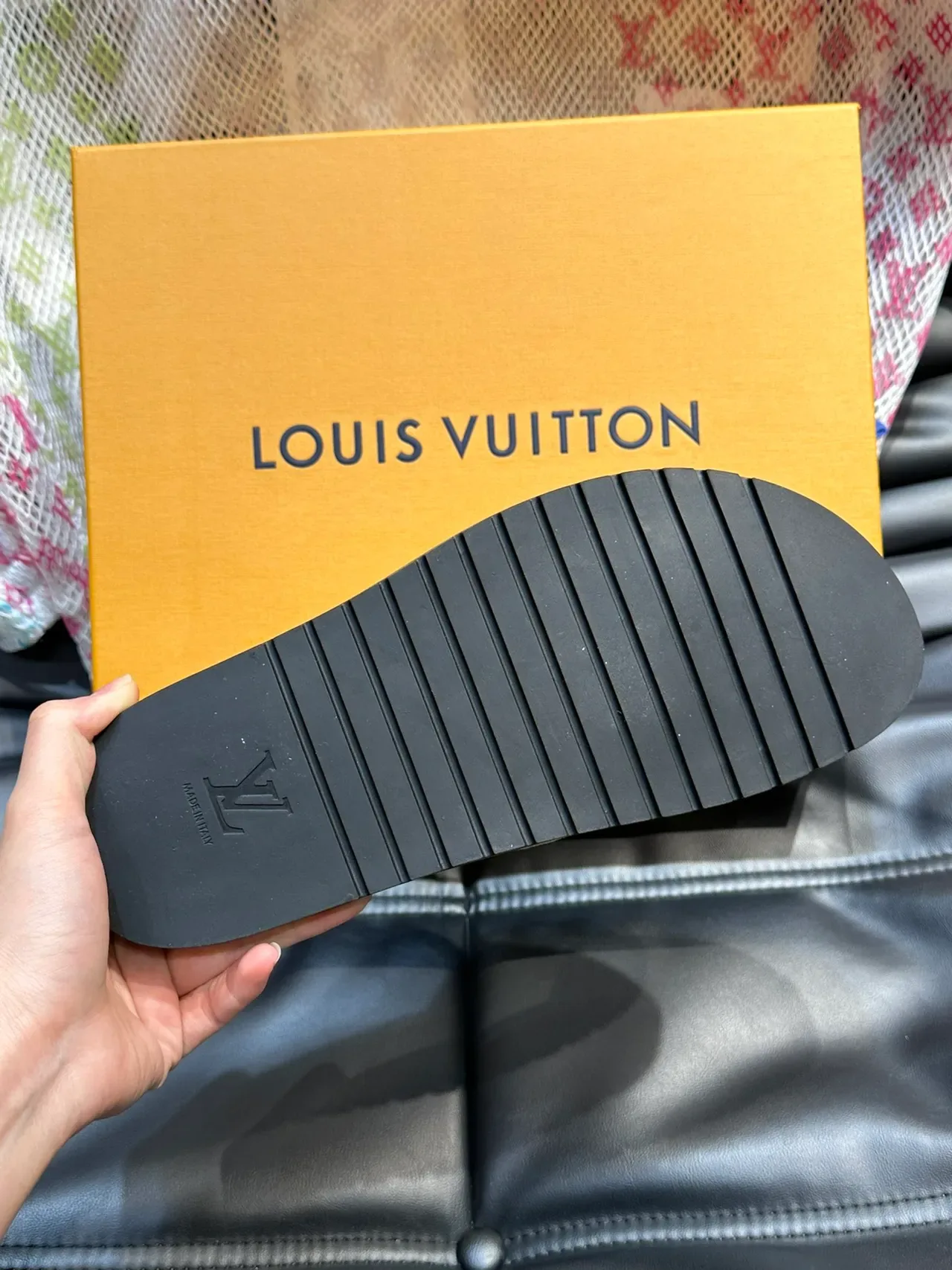 Louis Vuitton Slide 黑色米色 双带 印花 布鞋面 拖鞋 3
