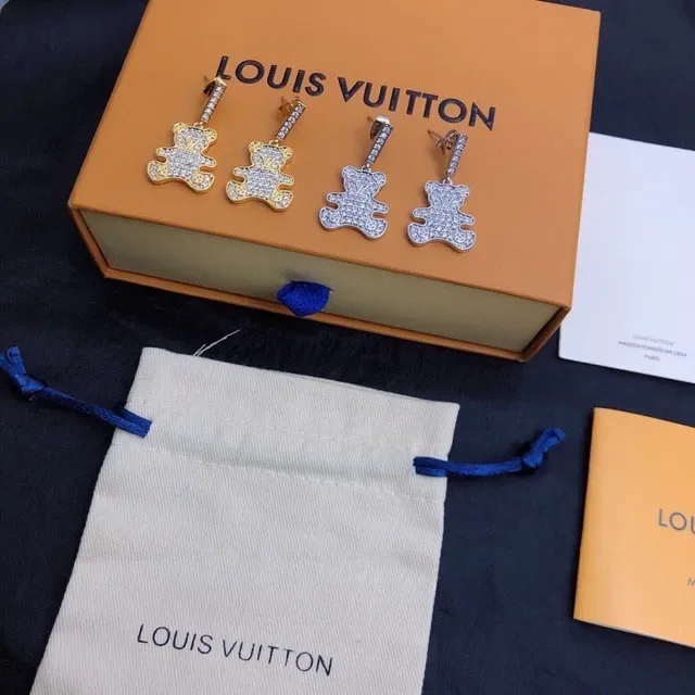 Louis Vuitton Teddy Bear Pavé Crystal Dangling Earrings 2