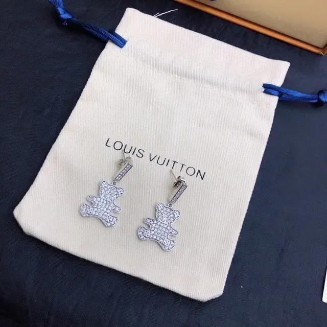 Louis Vuitton Teddy Bear Pavé Crystal Dangling Earrings 4