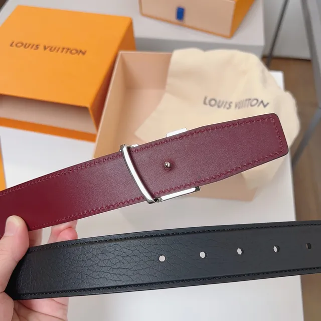 Louis Vuitton حزام تويست قابل للعكس أسود و بوردو من الجلد 3