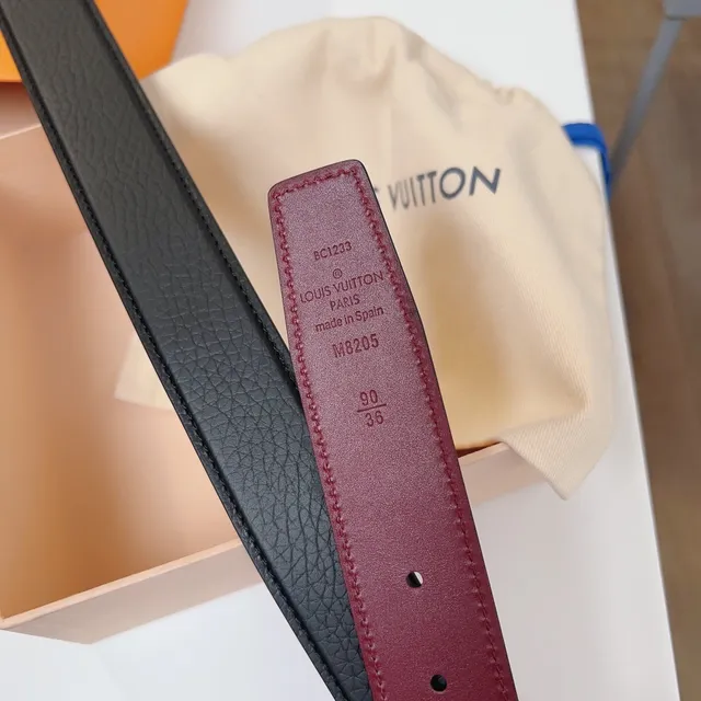 Louis Vuitton حزام تويست قابل للعكس أسود و بوردو من الجلد 5