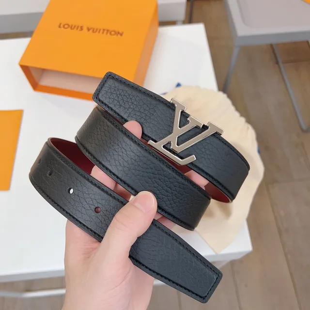 Louis Vuitton حزام تويست قابل للعكس أسود و بوردو من الجلد 9