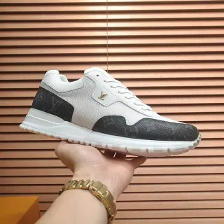 Louis Vuitton Blanco y Negro Monograma Paneles de Cuero Mesh Upper Lifestyle Sneakers