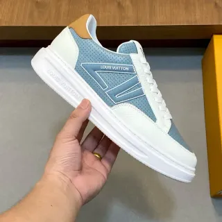 Louis Vuitton Blancas y Azules Perforated Overlays Leather Panels Lifestyle Sneakers