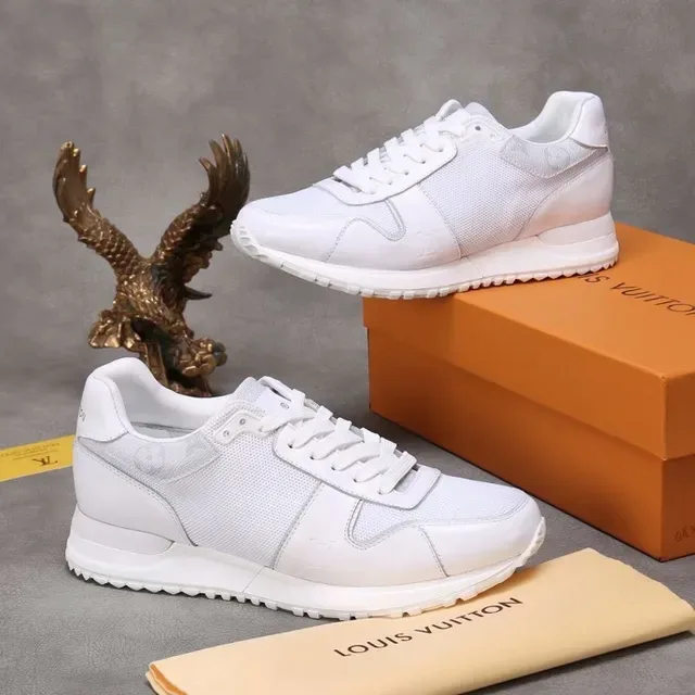Louis Vuitton White Monochrome Mesh-and-Leather Paneling Lifestyle Sneakers 6