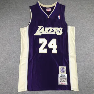 Mitchell & Ness Hardwood Classics Kobe Bryant Purple and Cream Lakers Jersey